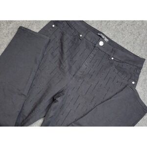 One 5 One Jeans Womens 16/33 Black Denim Rhinestone Stretch Comfort Skinny Leg